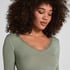 super soft Lace V-Neck shirt with Cashmere, Green