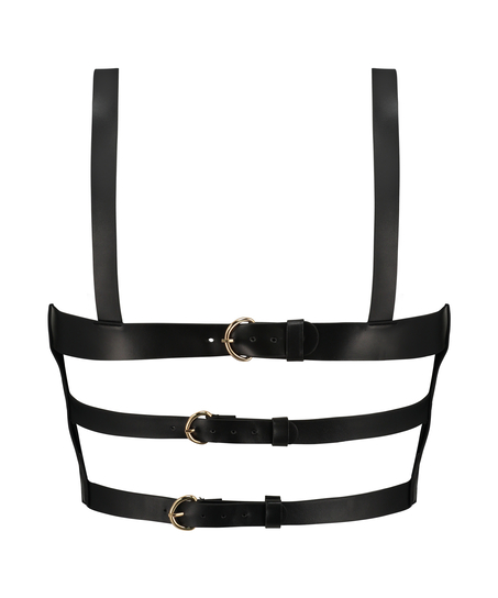 Faux Leather Bralette, Black
