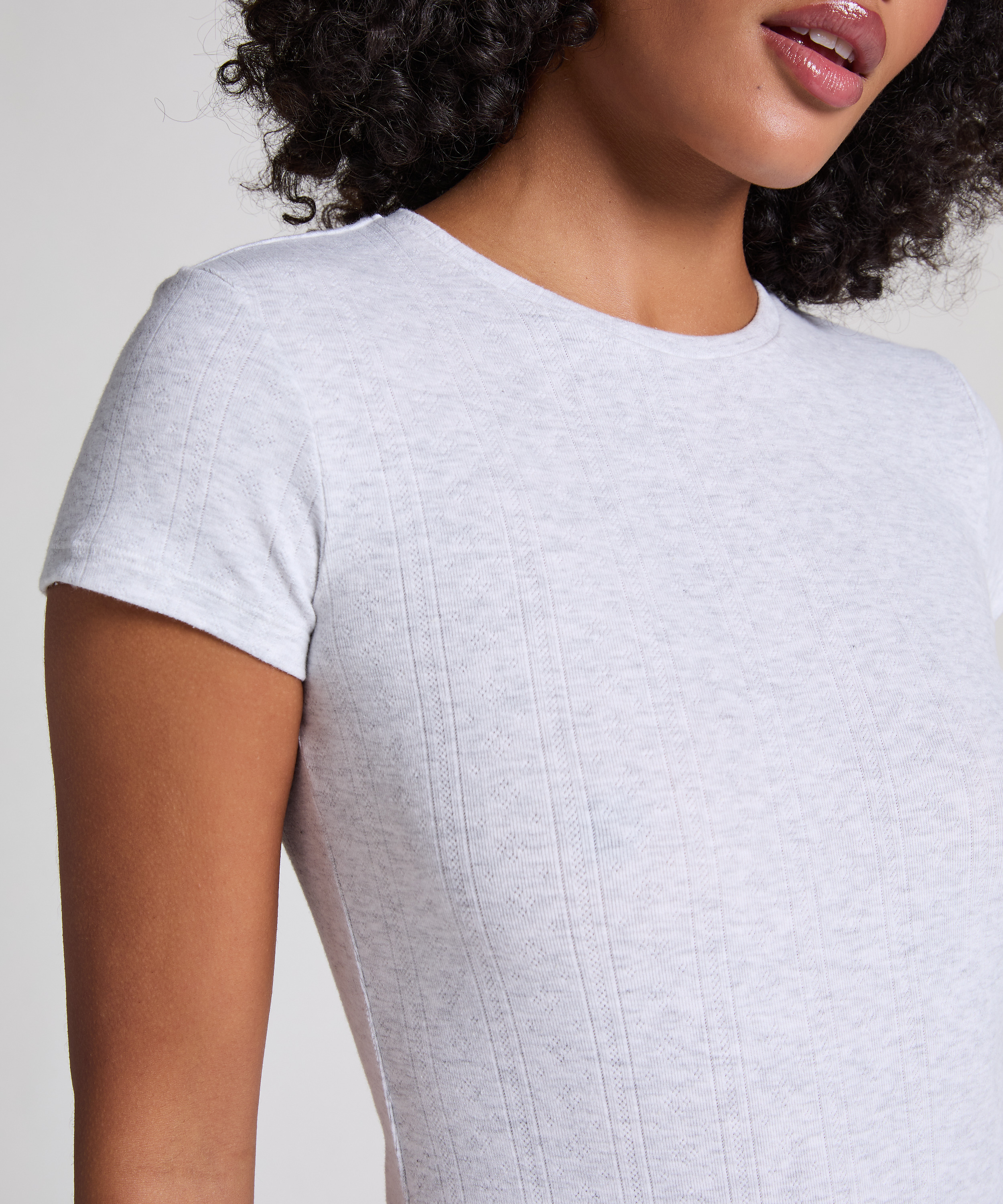 Pointelle Top, Gray, main