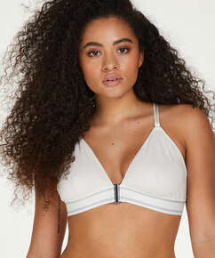 Casey cotton padded triangle bralette, White