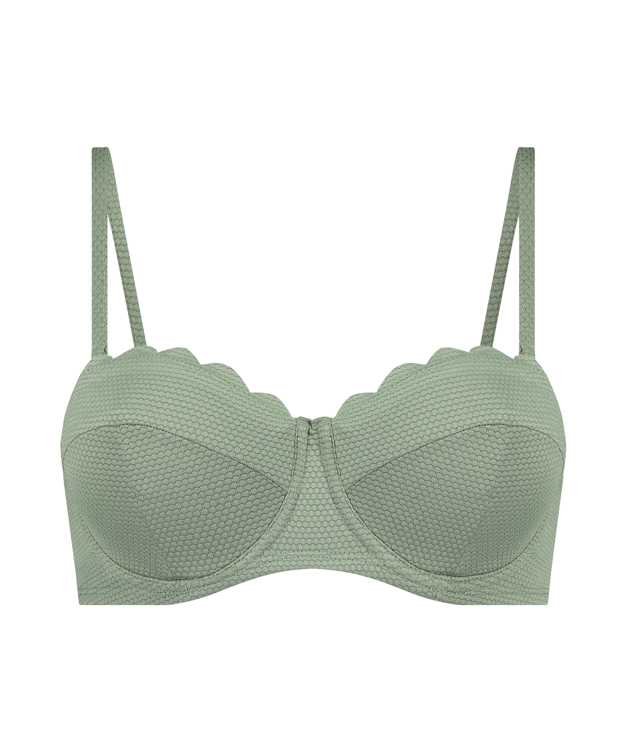 Scallop Padded Strapless Underwired Bikini Top Cup E +, Green, main
