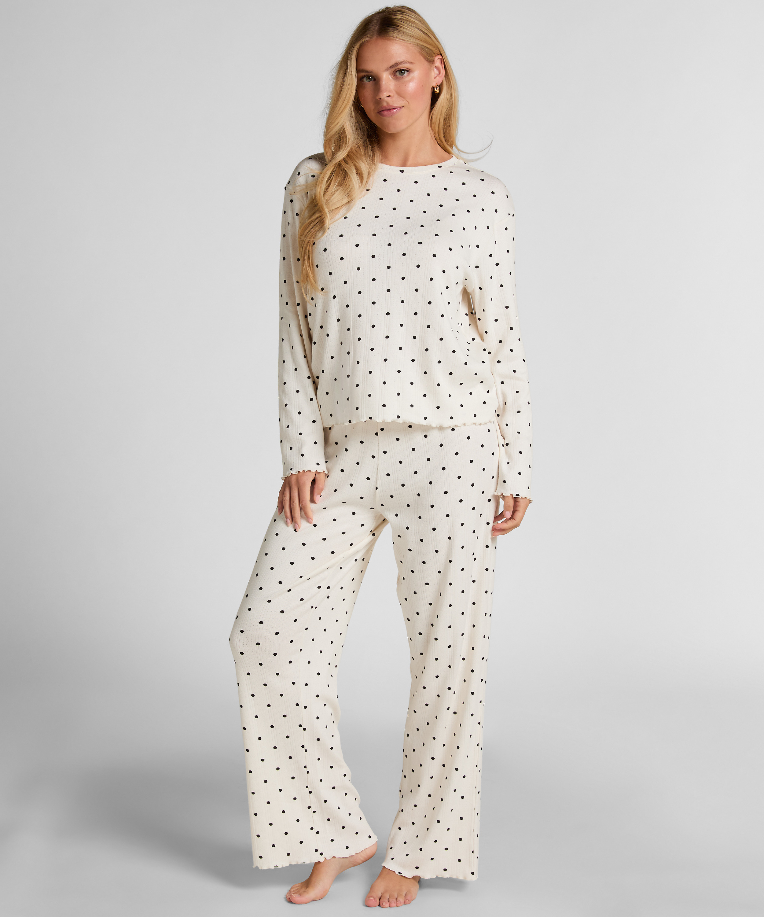 Pyjama Pant Loose Pointelle, White, main