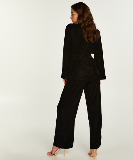Petite Velvet Palazzo Trousers Lucy Hale, Black