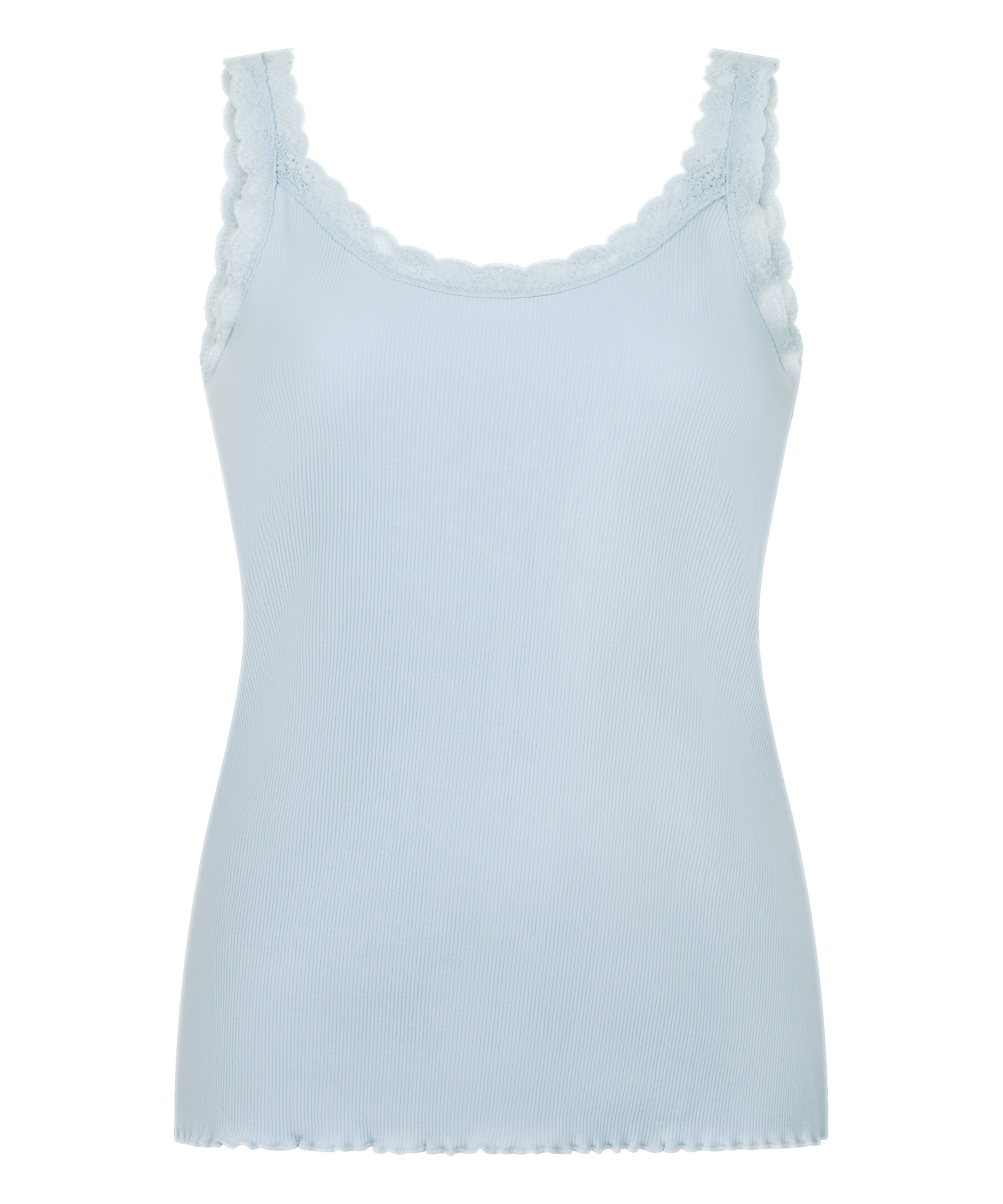 Singlet Rib Jersey Lace, Blue, main