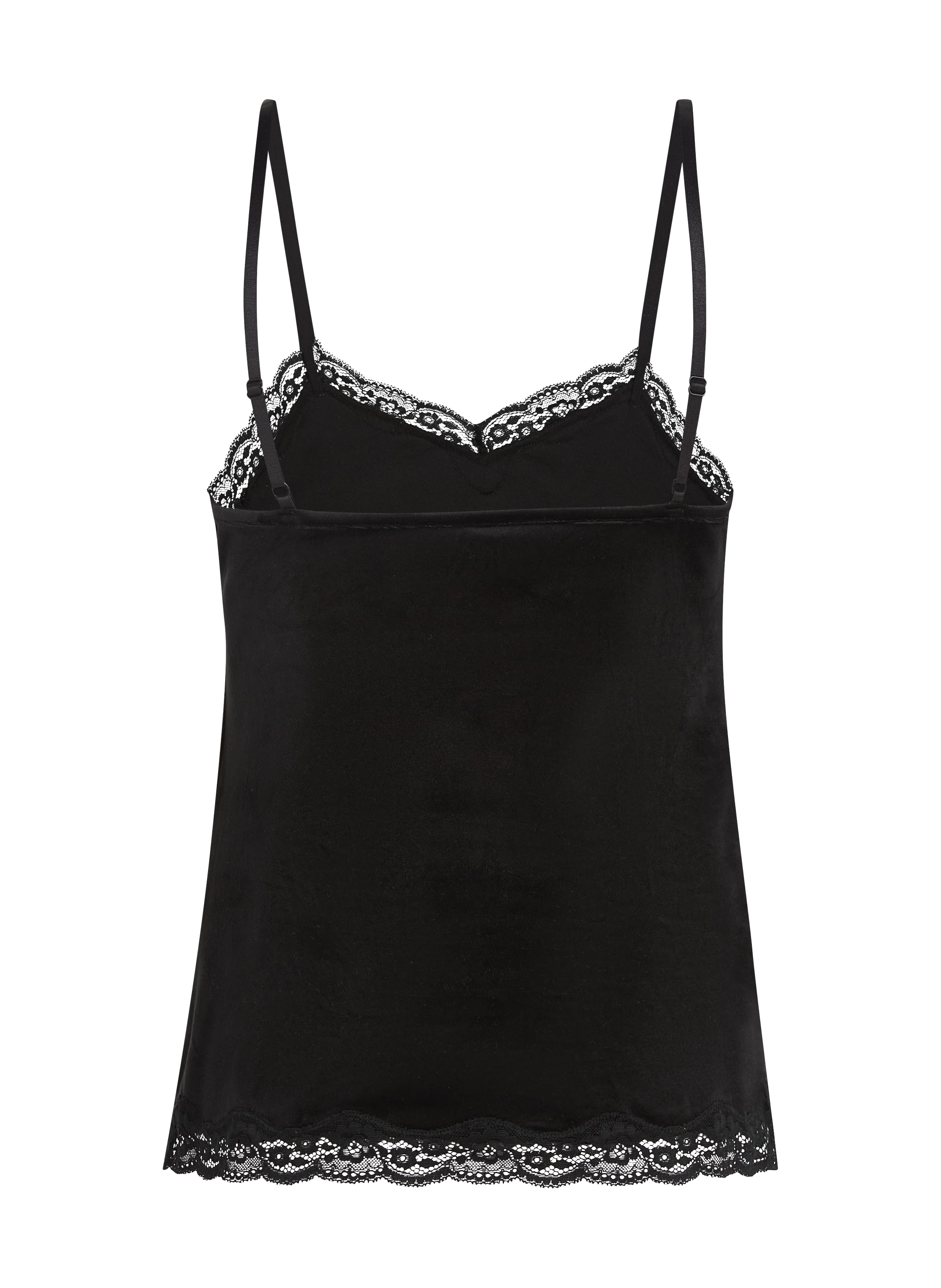 Pyjama Cami Velours Lace, Black, main