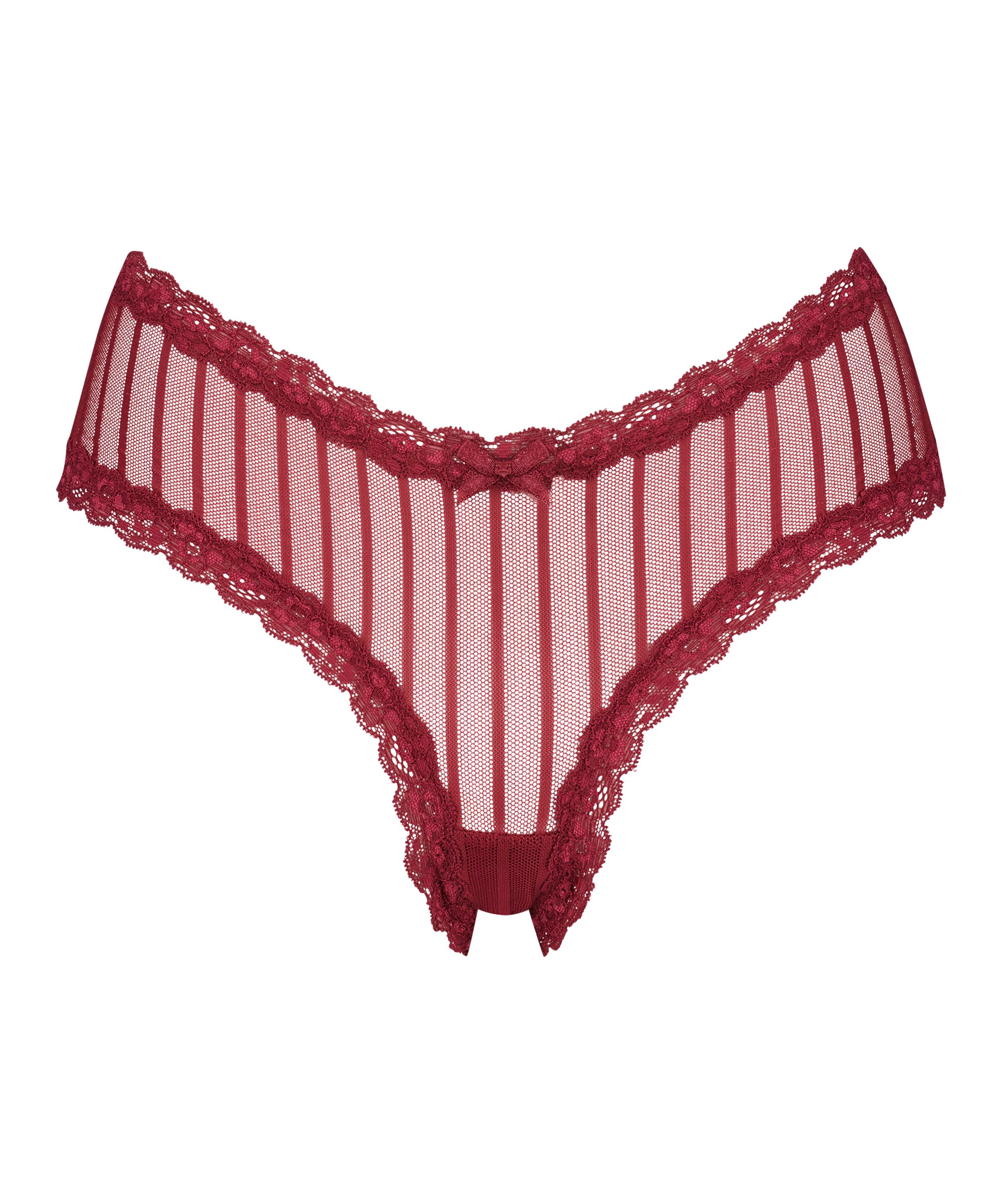 V-shaped Brazilian knickers mesh, Red, main