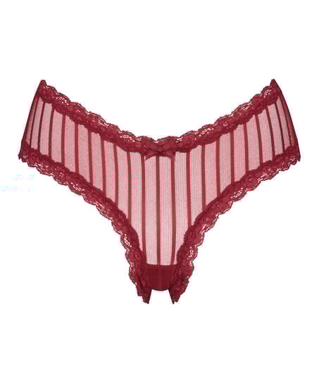 V-shaped Brazilian knickers mesh, Red