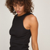 Singlet tanktop cotton rib, Black