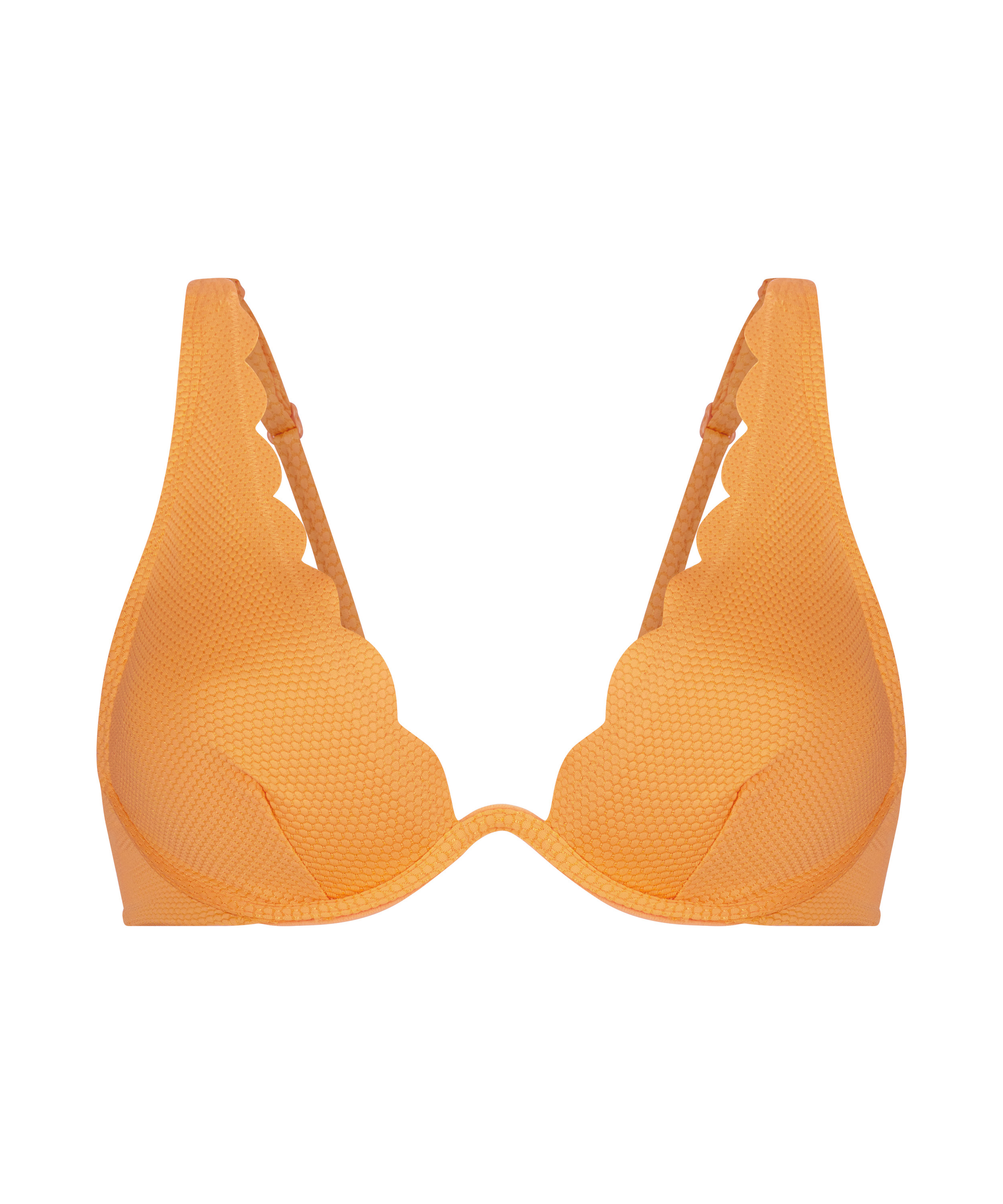 Scallop Non-Padded Underwired Bikini Top, Orange, main
