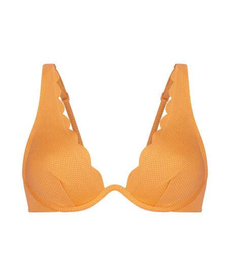 Scallop Non-Padded Underwired Bikini Top, Orange