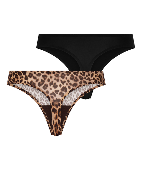 2-Pack Invisible Thong, Black