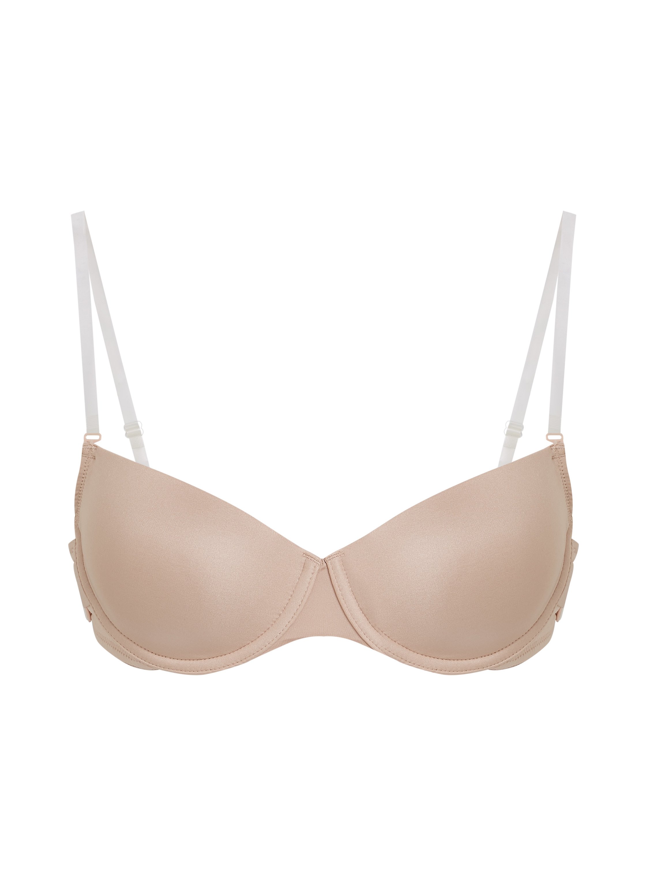 Transparent Back Padded Underwired Bra, Beige, main