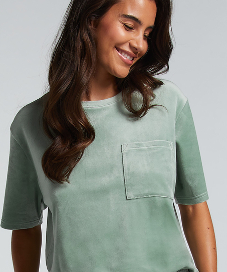 Top Velours Pocket, Green
