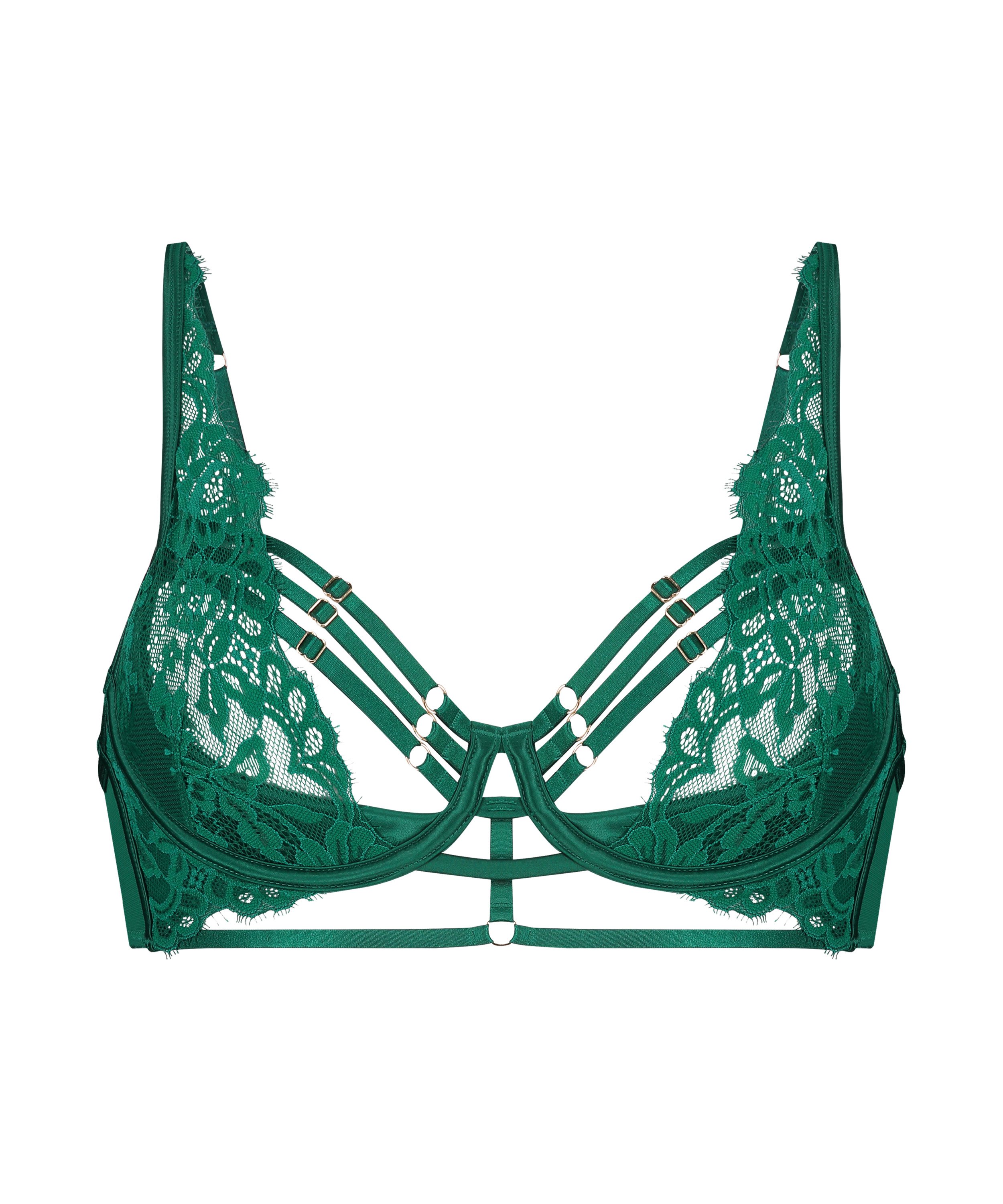 Iggy Half-Padded Underwired Longline Bra, Green, main