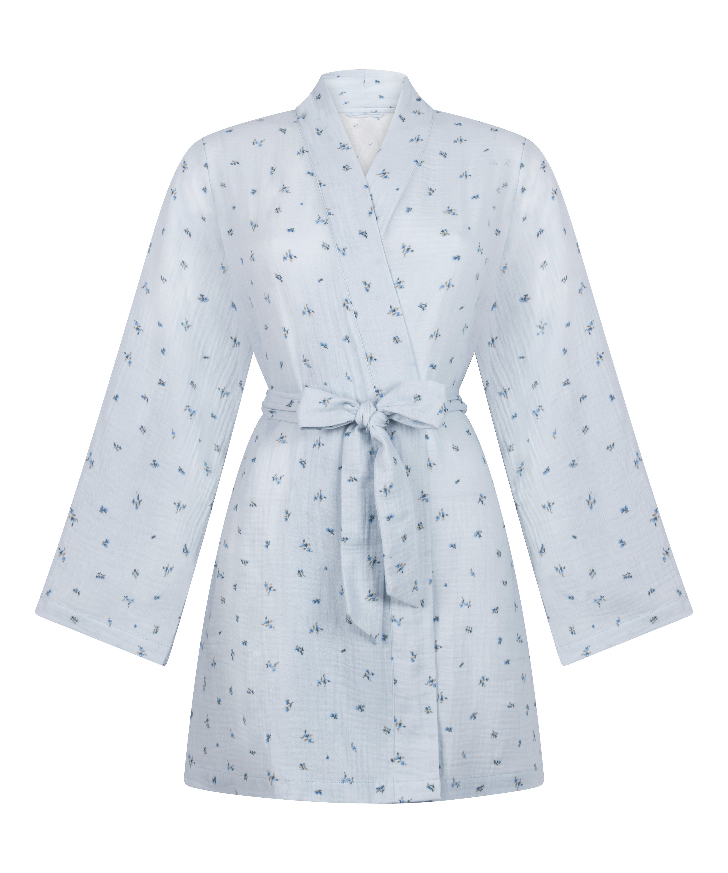 Muslin Robe Short, Blue, main