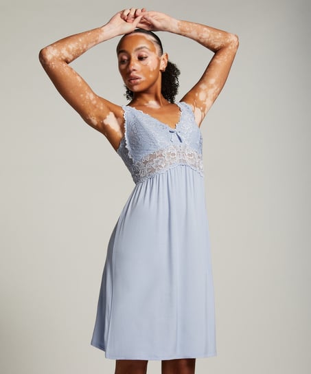 Nora Lace Slip Dress, Blue