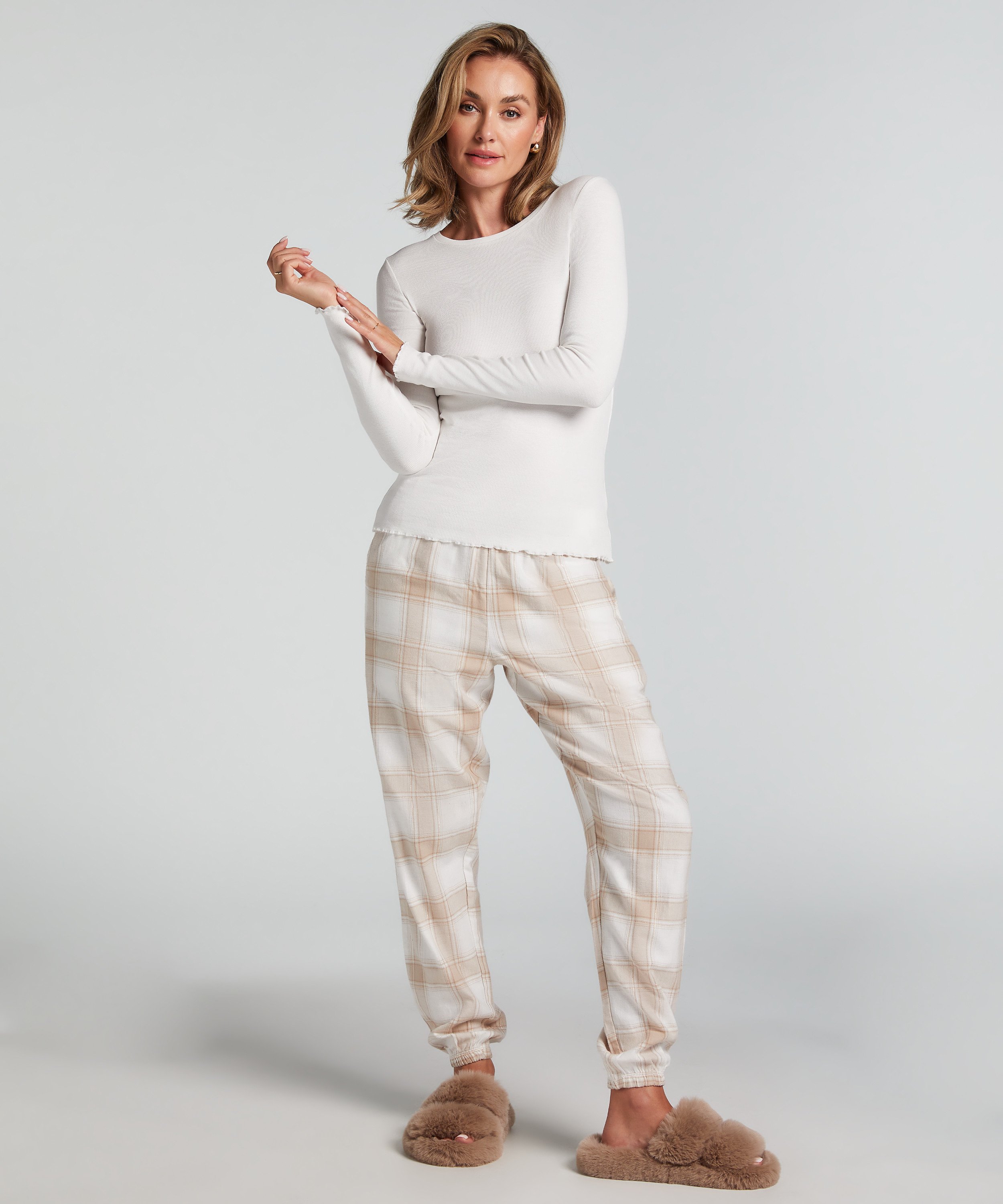 Long-Sleeved Pyjama Top, White, main
