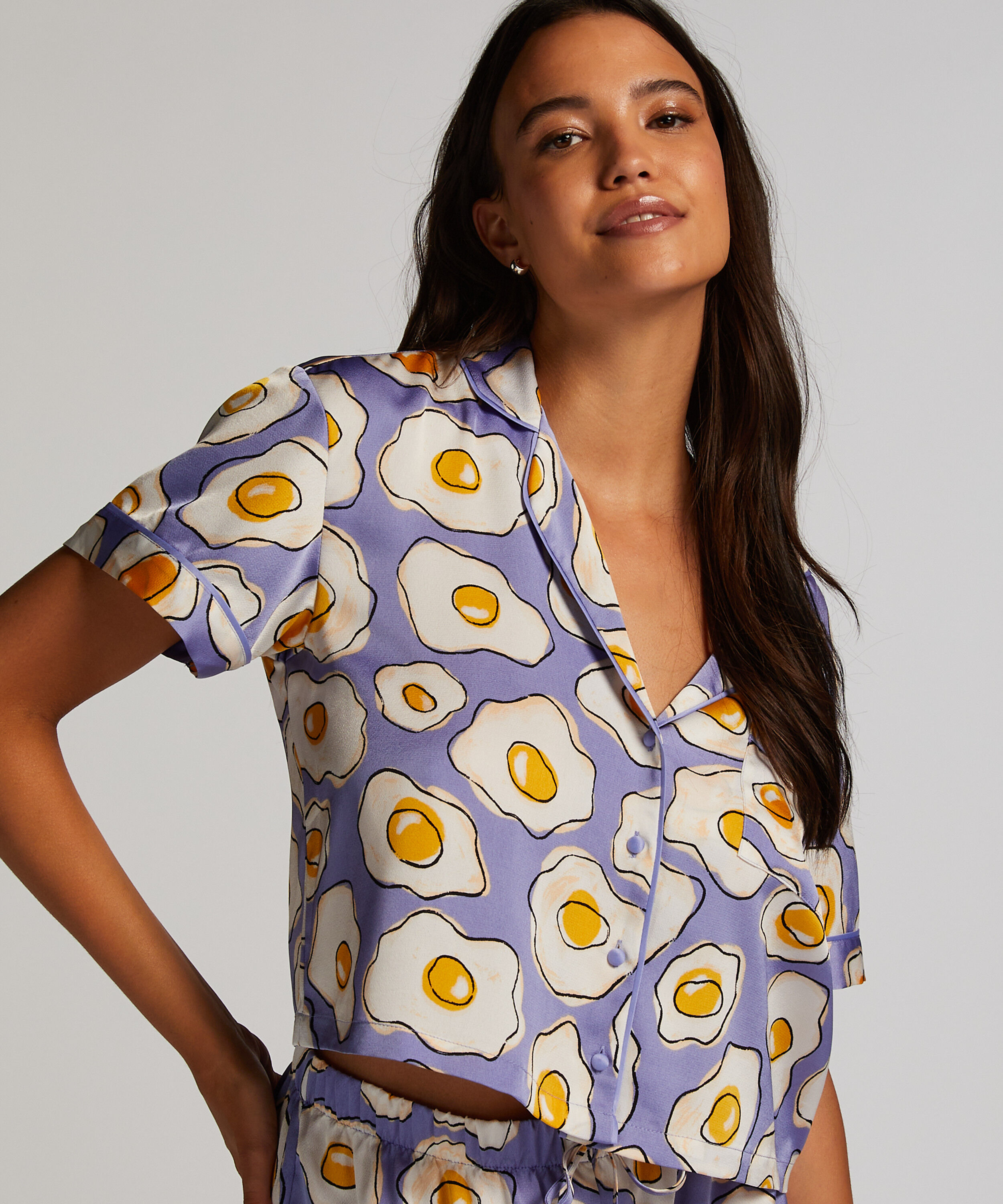 Satin Short-Sleeved Jacket, Purple