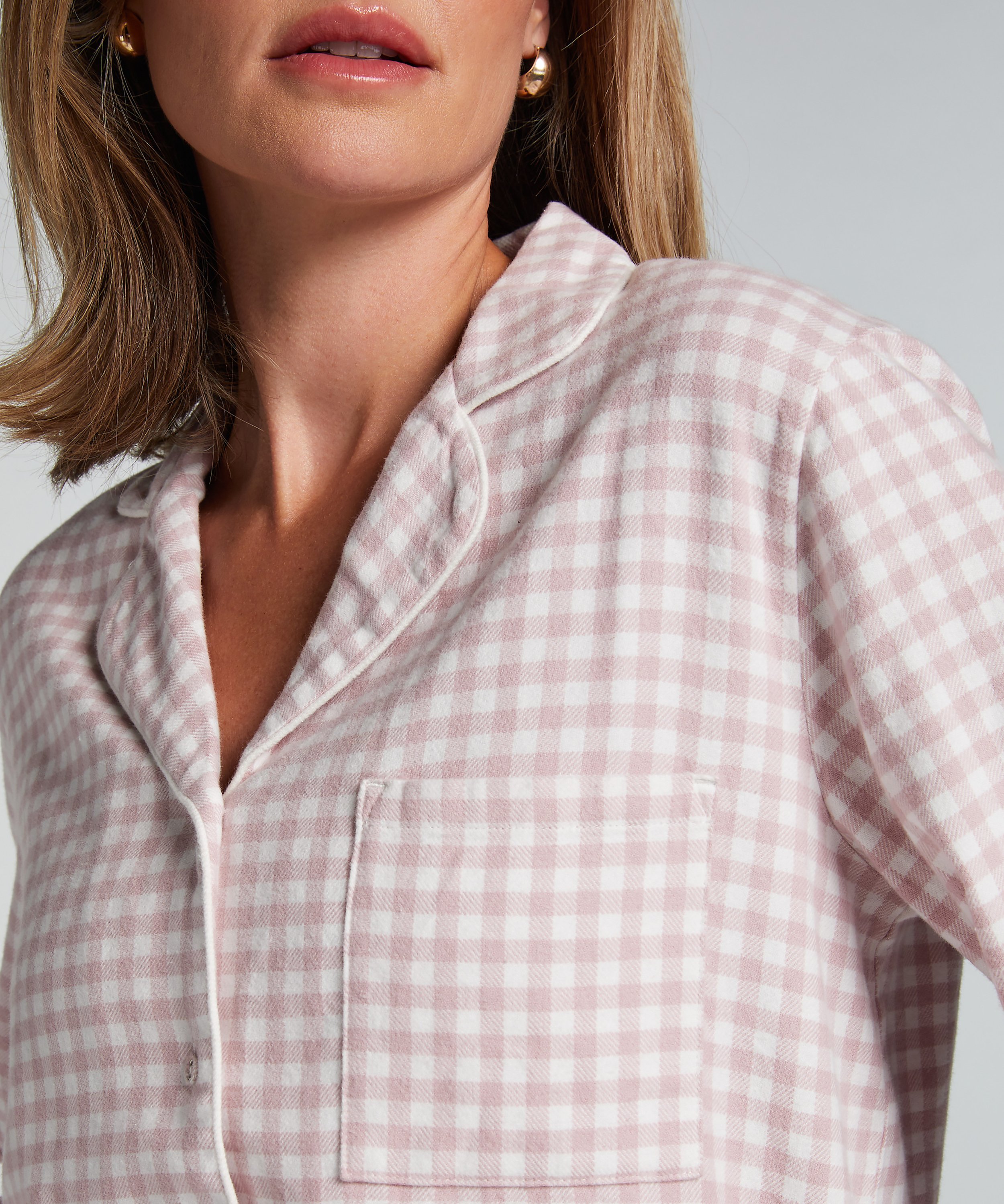 Essentials Flannel Pyjama Top, Purple, main