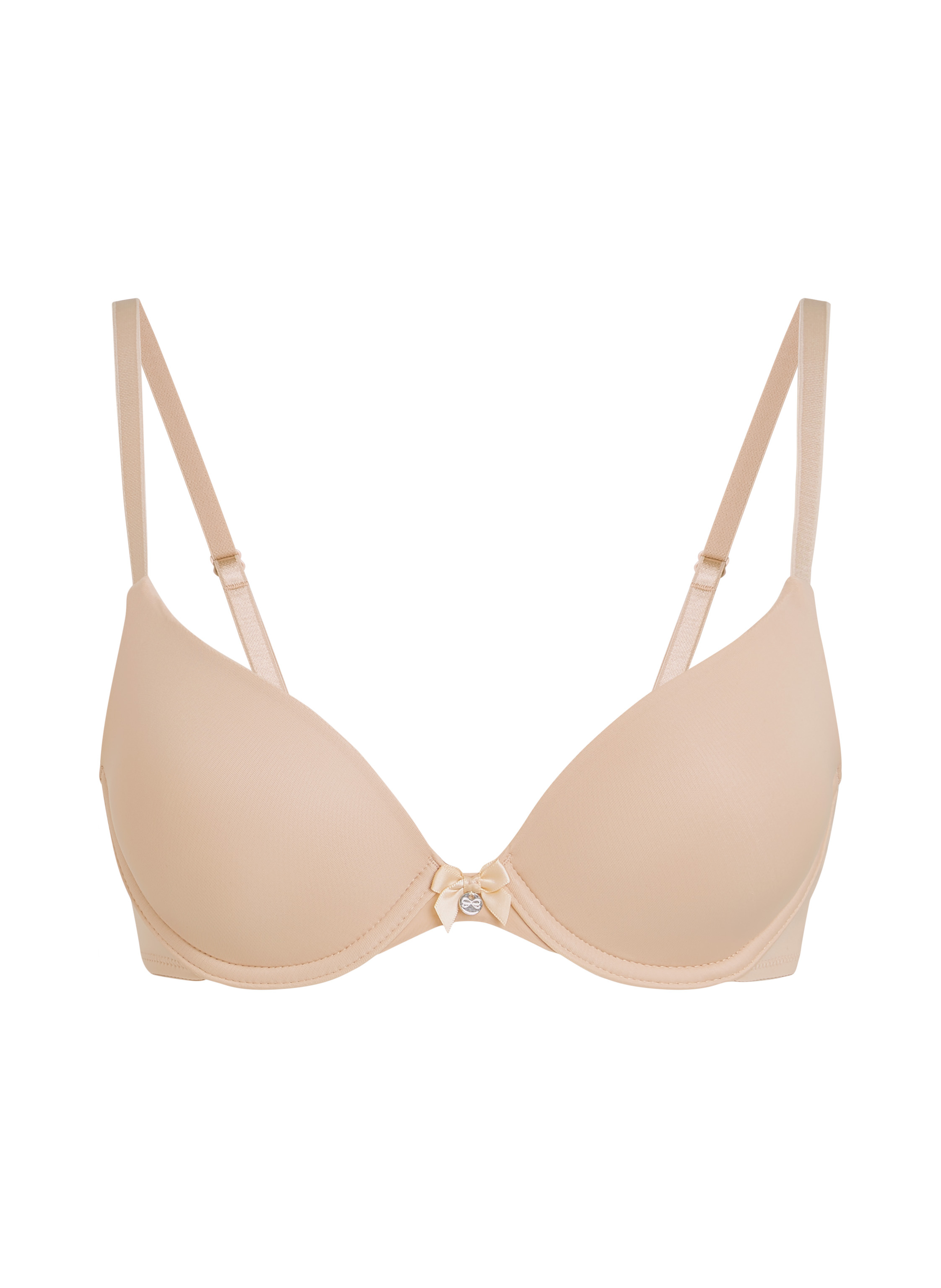 Plunge Padded Underwired Bra, Beige, main