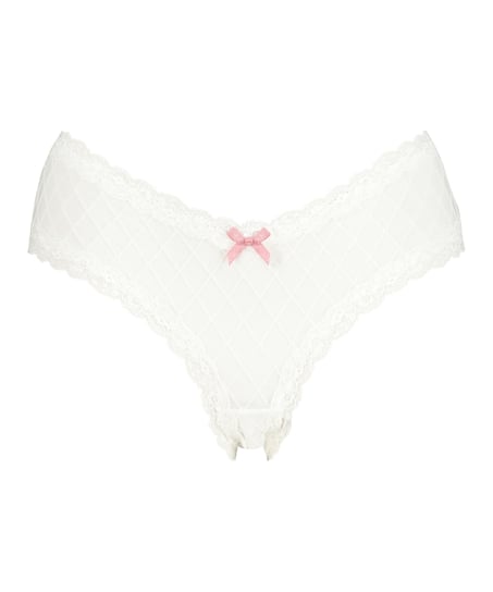 V-shaped Brazilian knickers mesh, White
