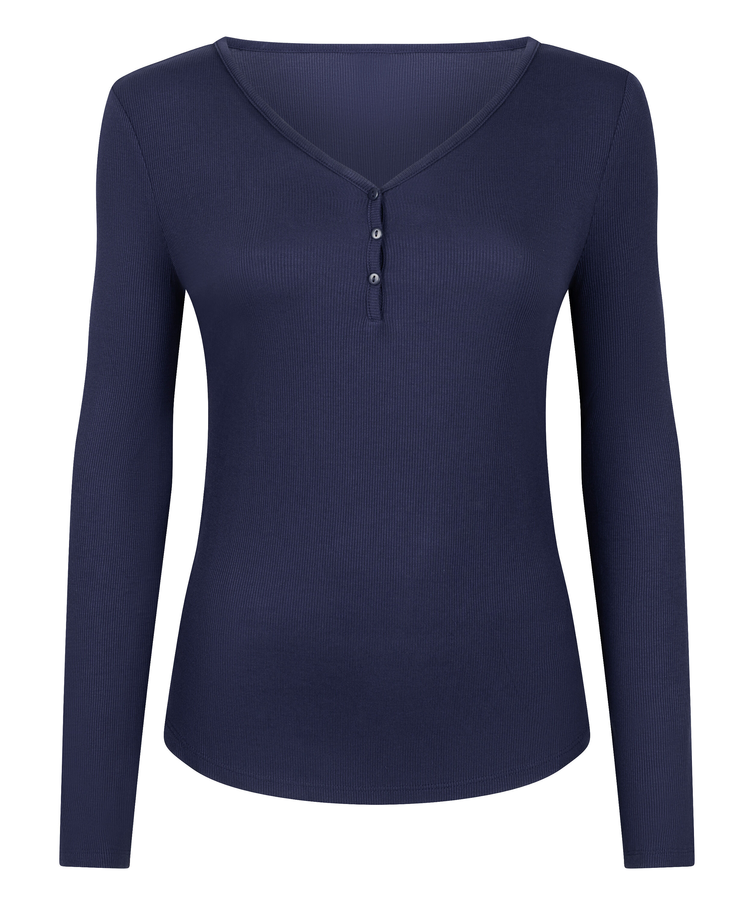 Longsleeved Pyjama Top Henley, Blue