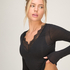 super soft Lace V-Neck shirt with Cashmere, Black