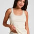 Singlet Rib Jersey Lace, White