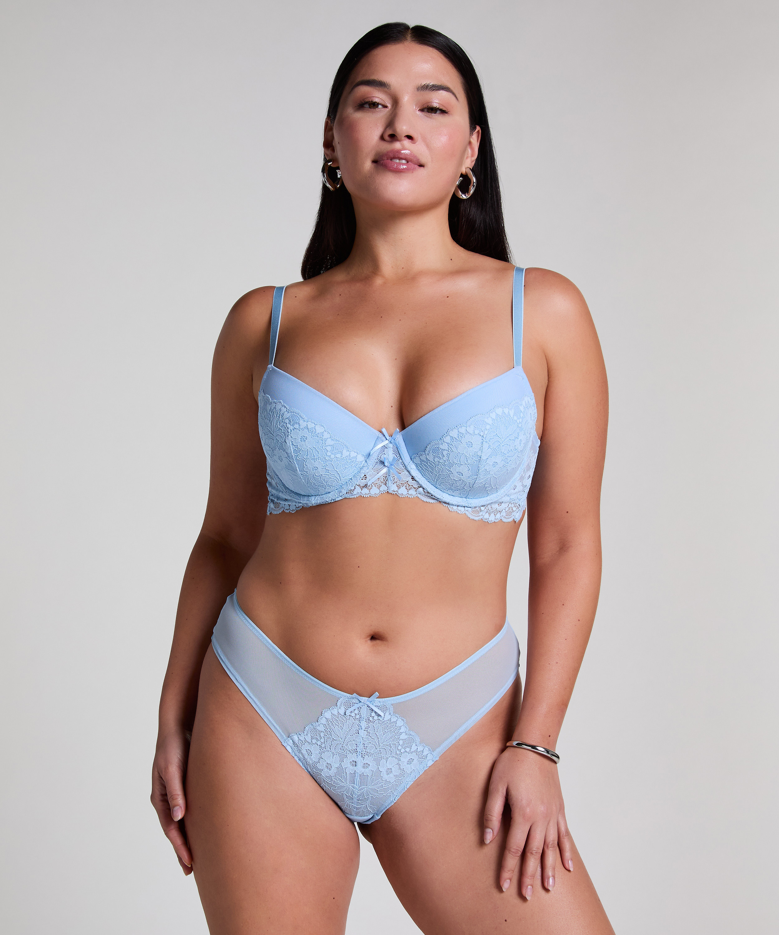 Cherry Padded Underwired Bra, Blue, main