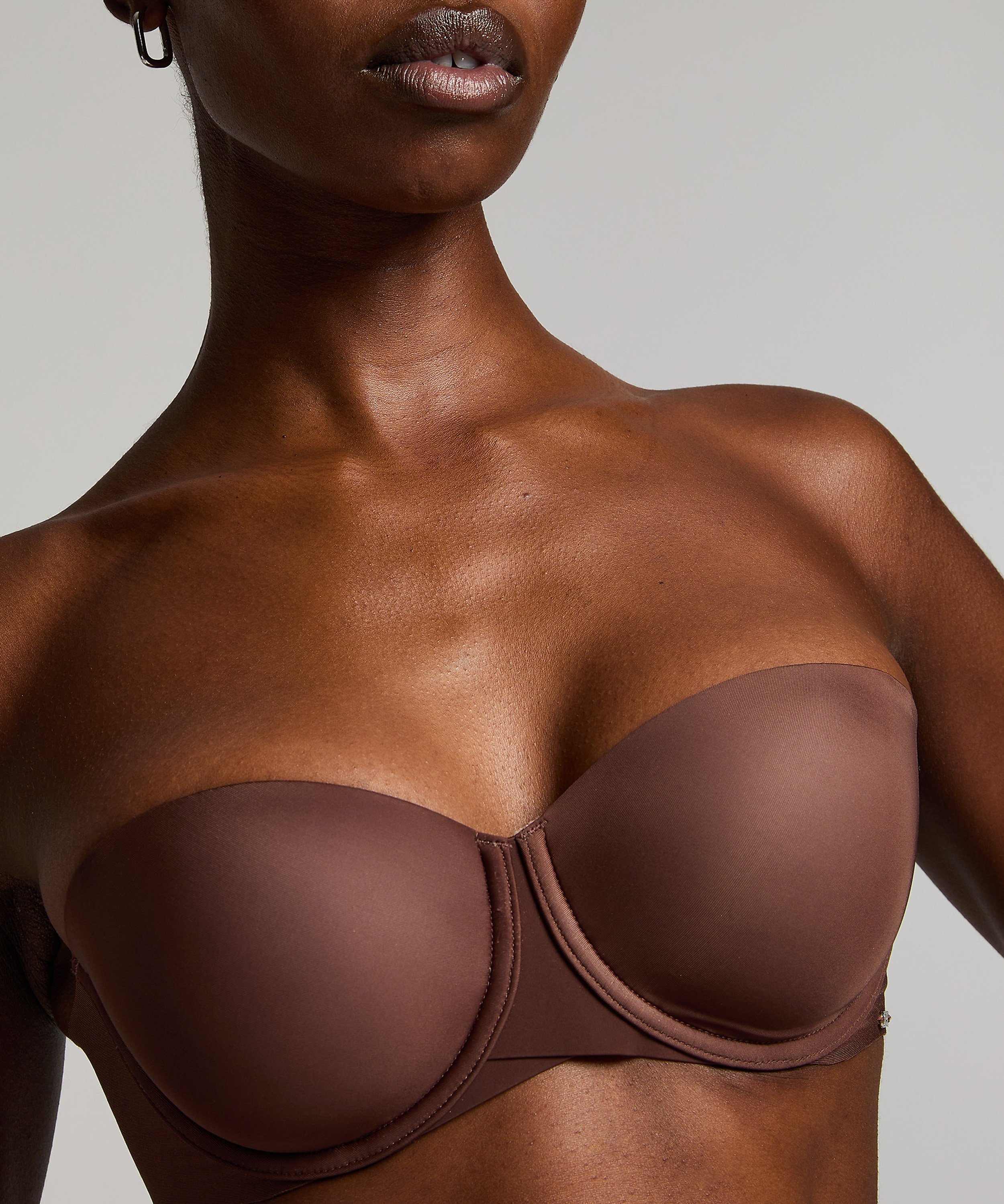 Jane Padded Strapless Underwired Bra, Brown, main