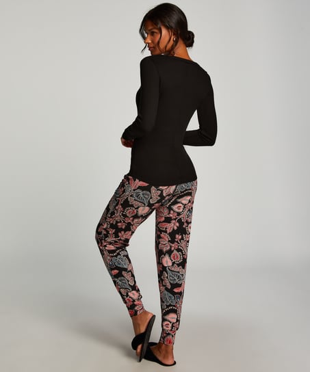 Long-Sleeved Pyjama Top, Black