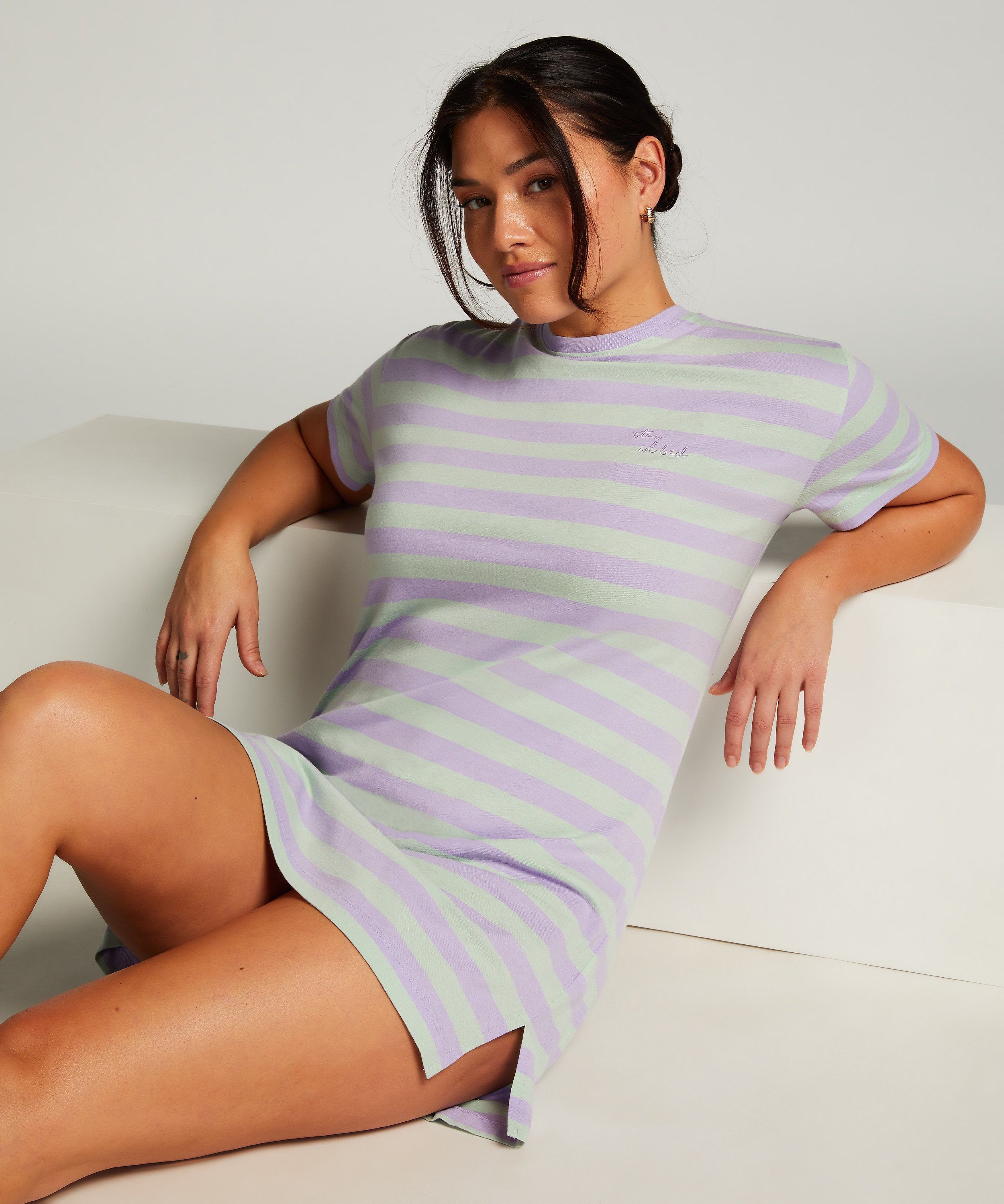 Round Neck Nightshirt, Green, main