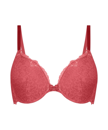 Marine Padded Push-Up Underwired Bra, Red