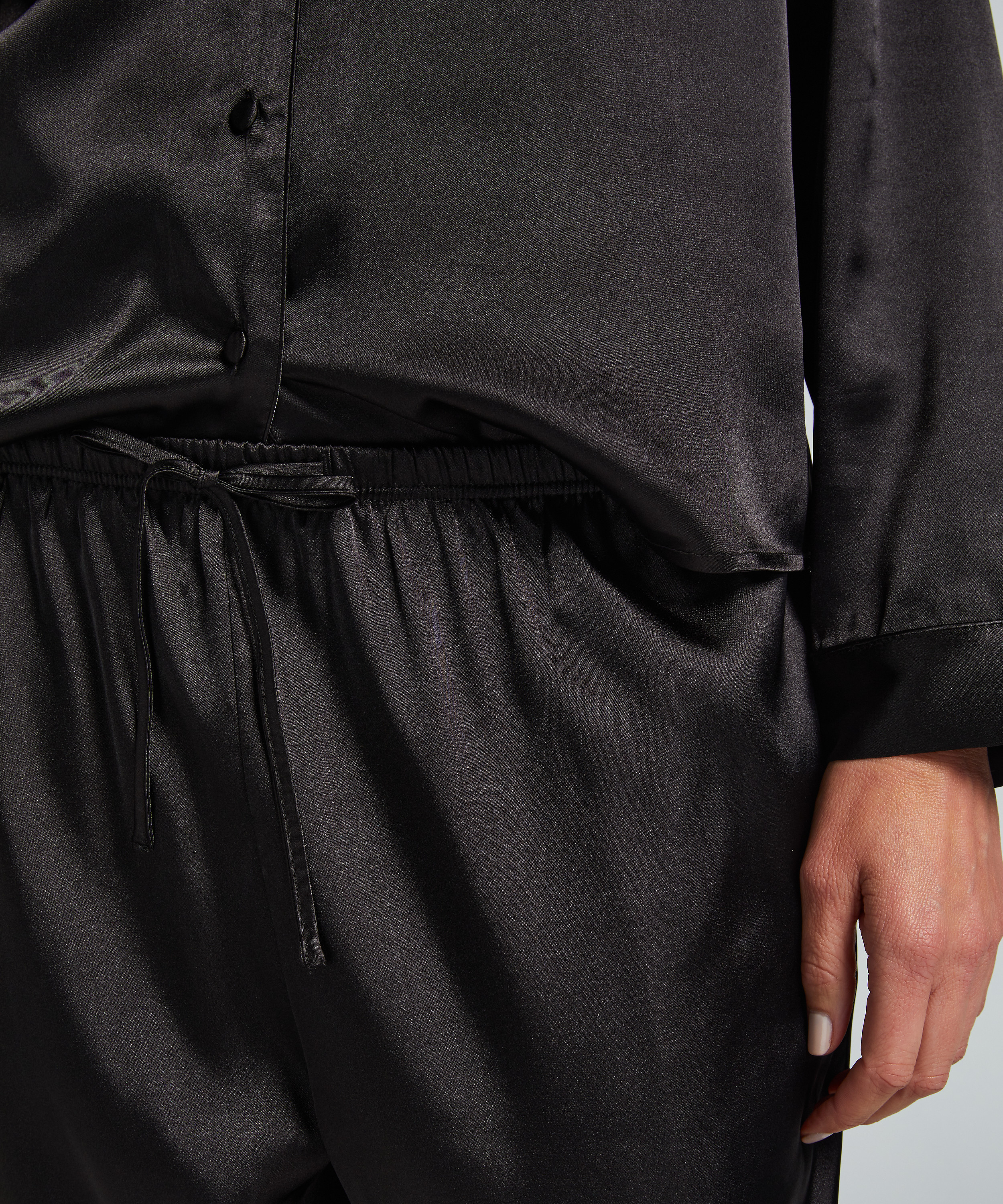 Satin Trousers, Black, main