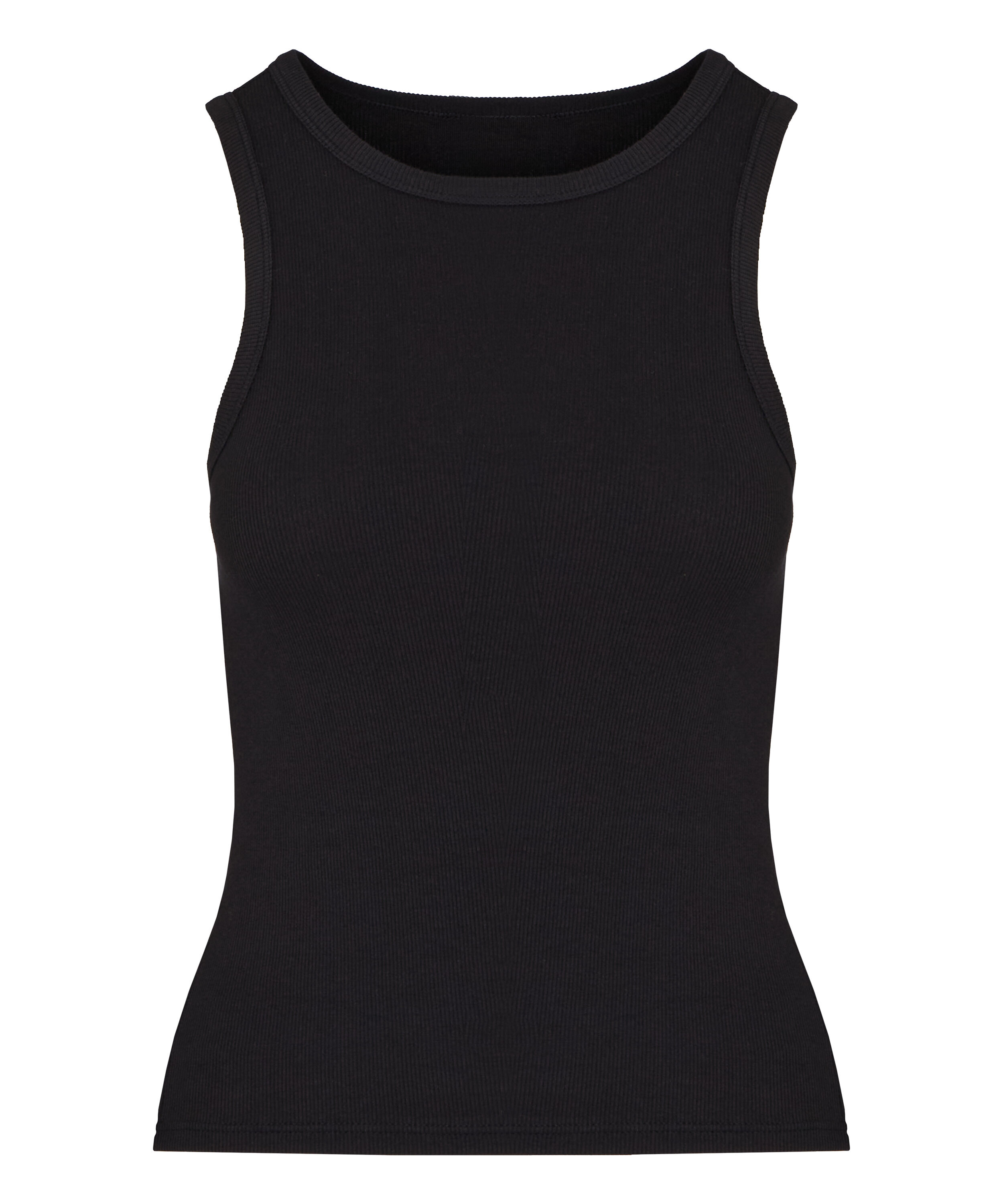 Singlet tanktop cotton rib, Black