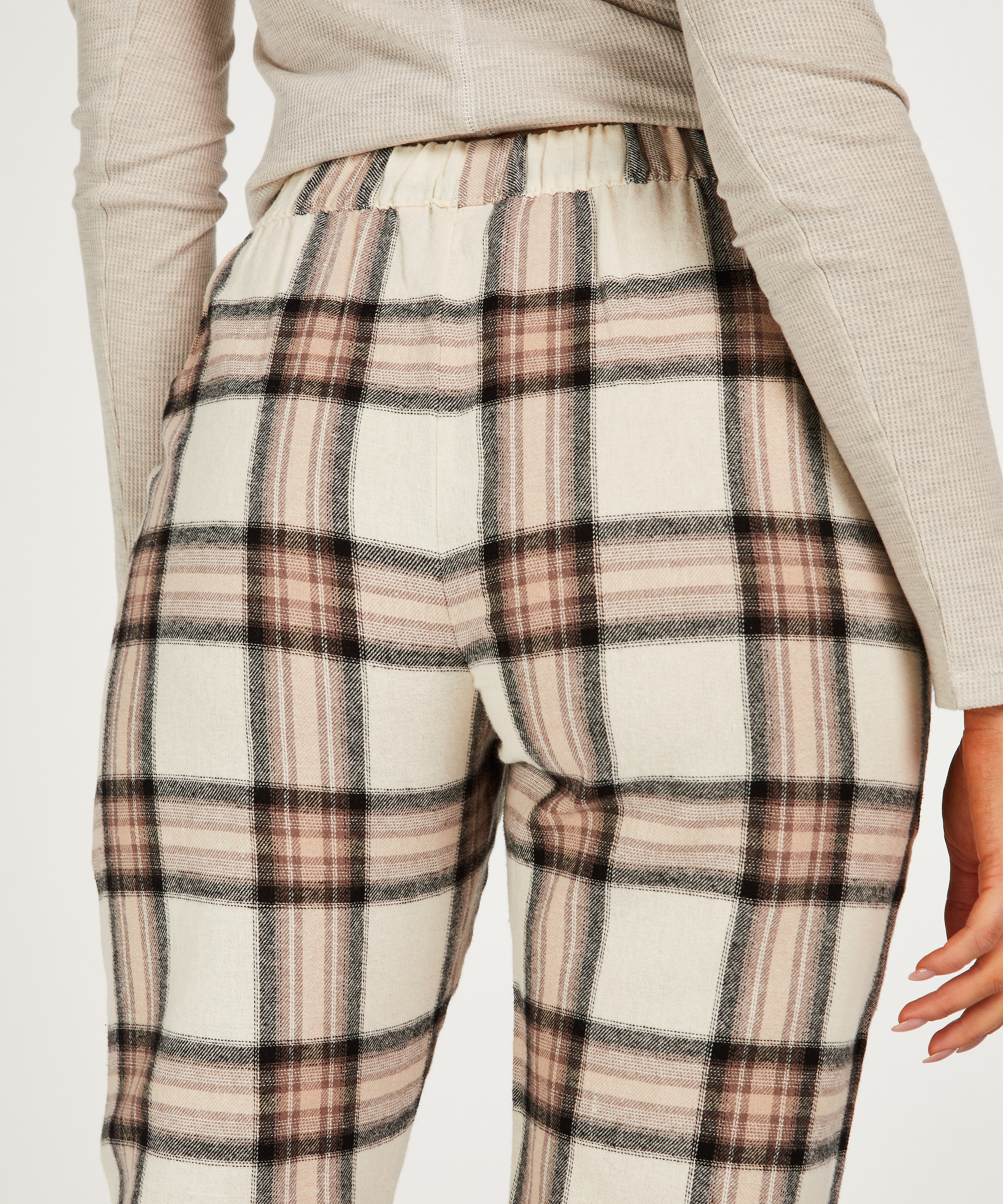 Petite Twill Check Pyjama Pants, Beige, main