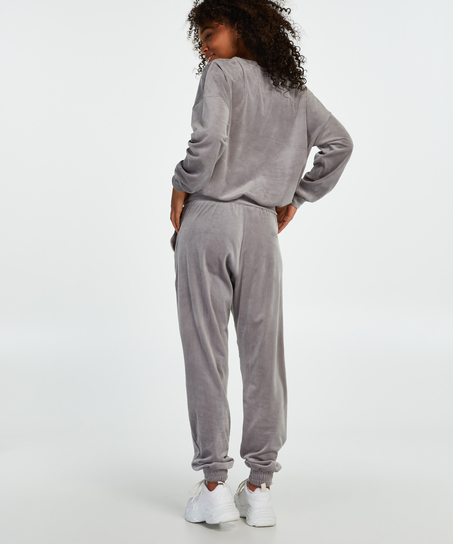 Tall Velours Jogging Bottoms, Gray