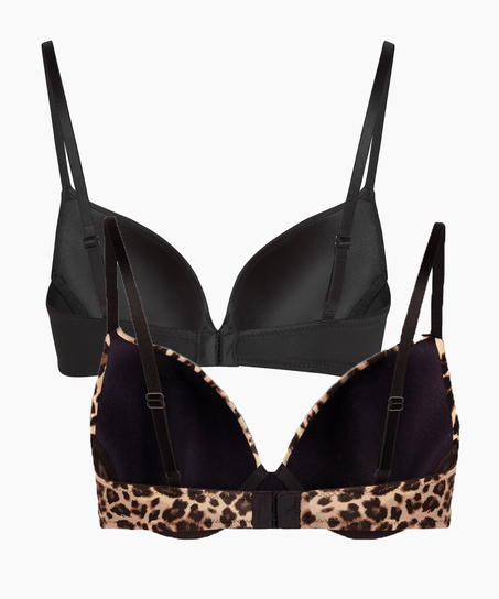 2-Pack Padded Underwired Bra, Black