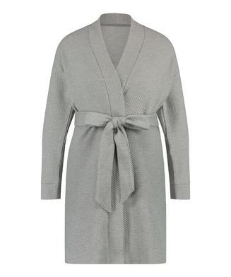 Jacquard Short Jersey Robe, Gray