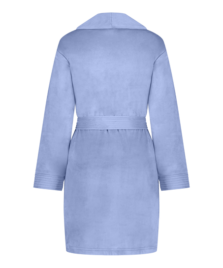 Velours short bathrobe, Blue