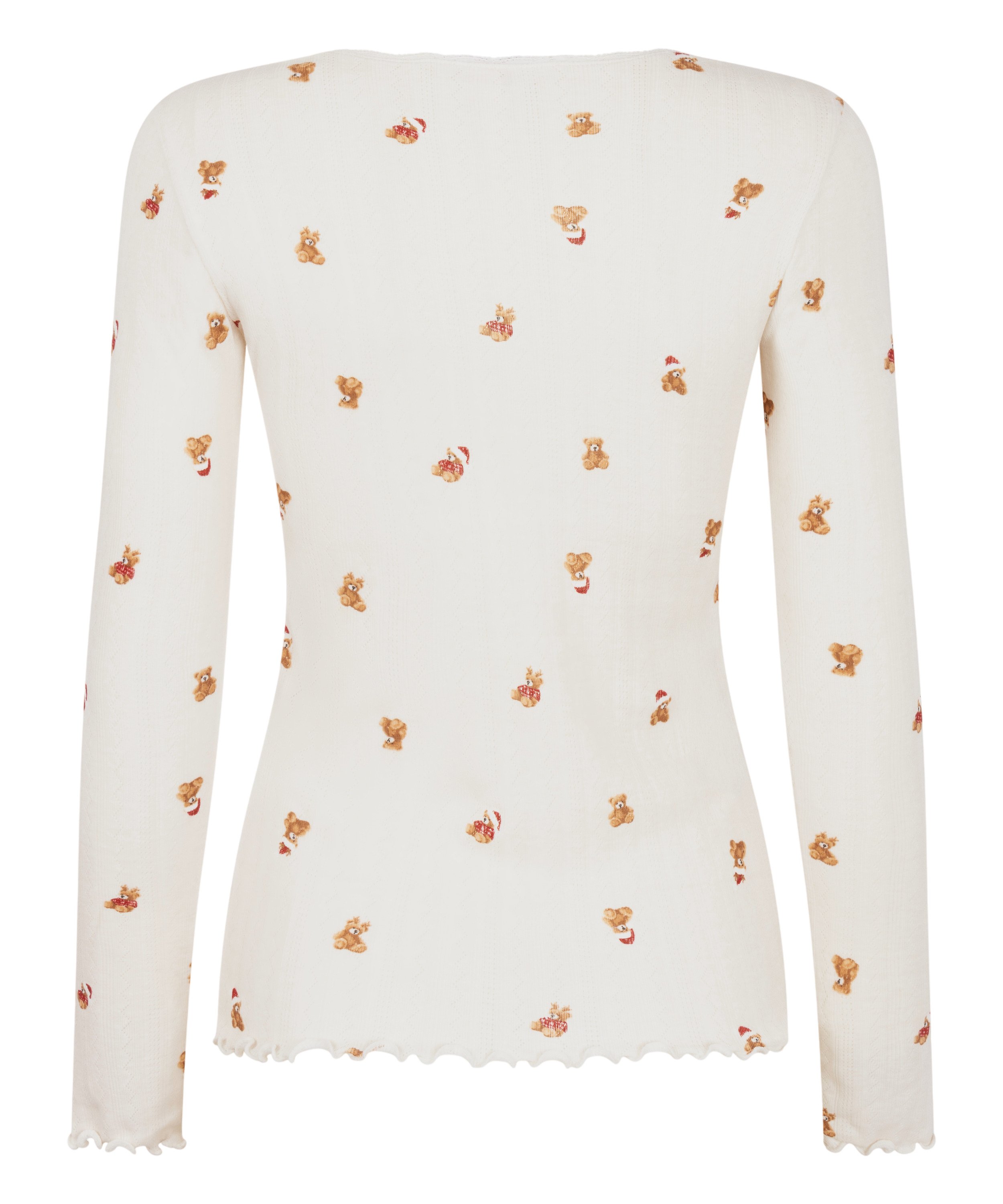 Pointelle Pyjama Top, White, main