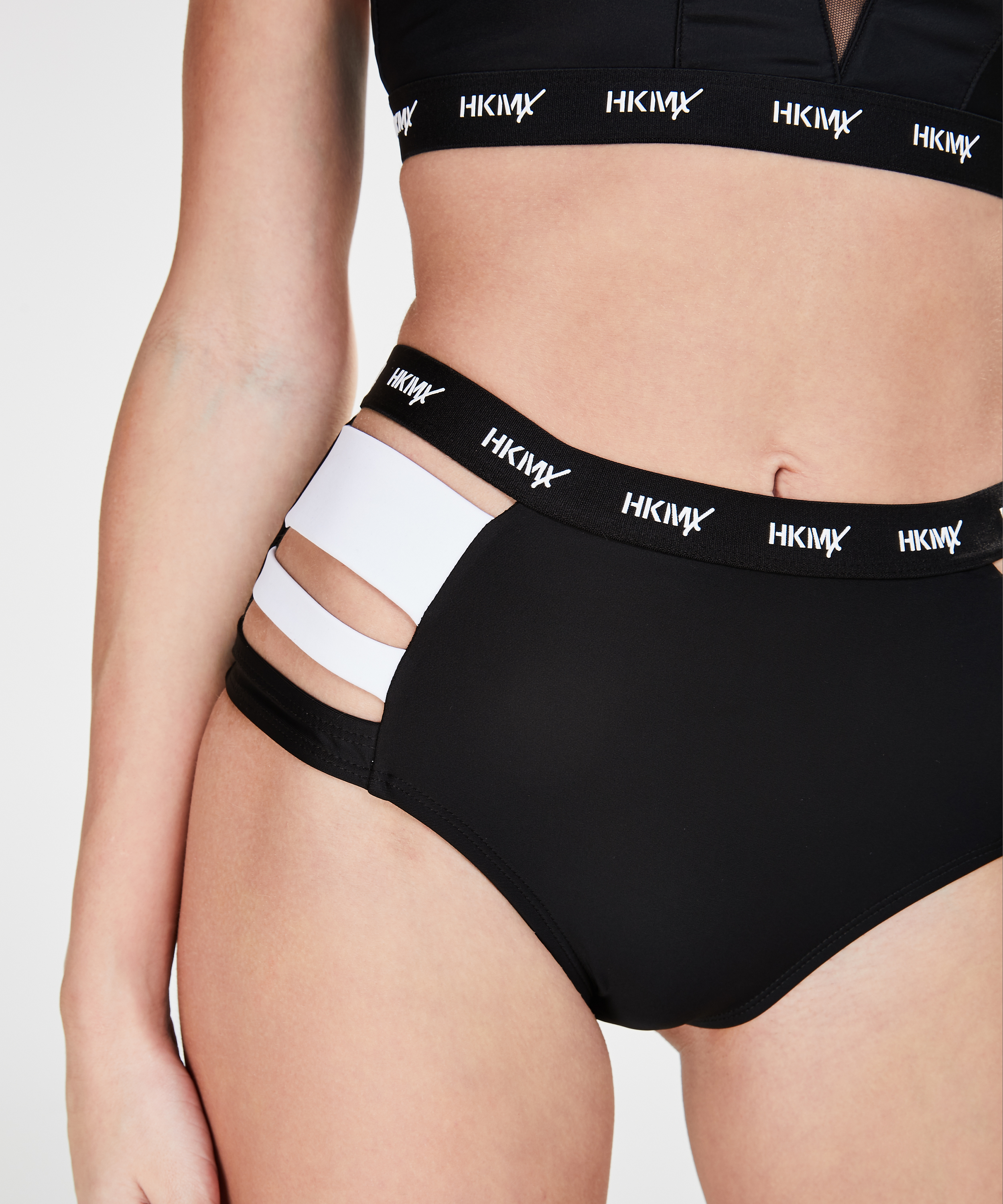 HKMX Cheeky High Bikini Bottoms, Black, main