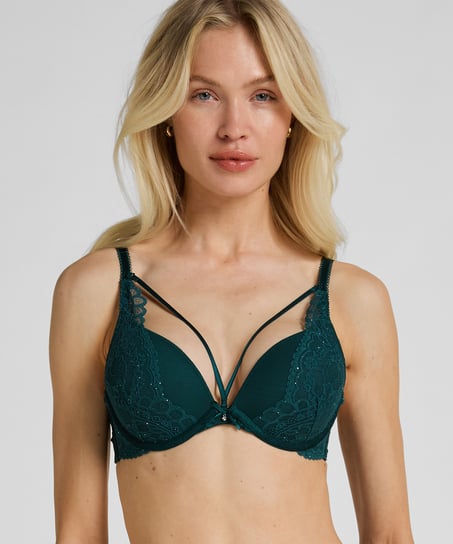 Isadora Padded Underwired Push-Up Bra, Green