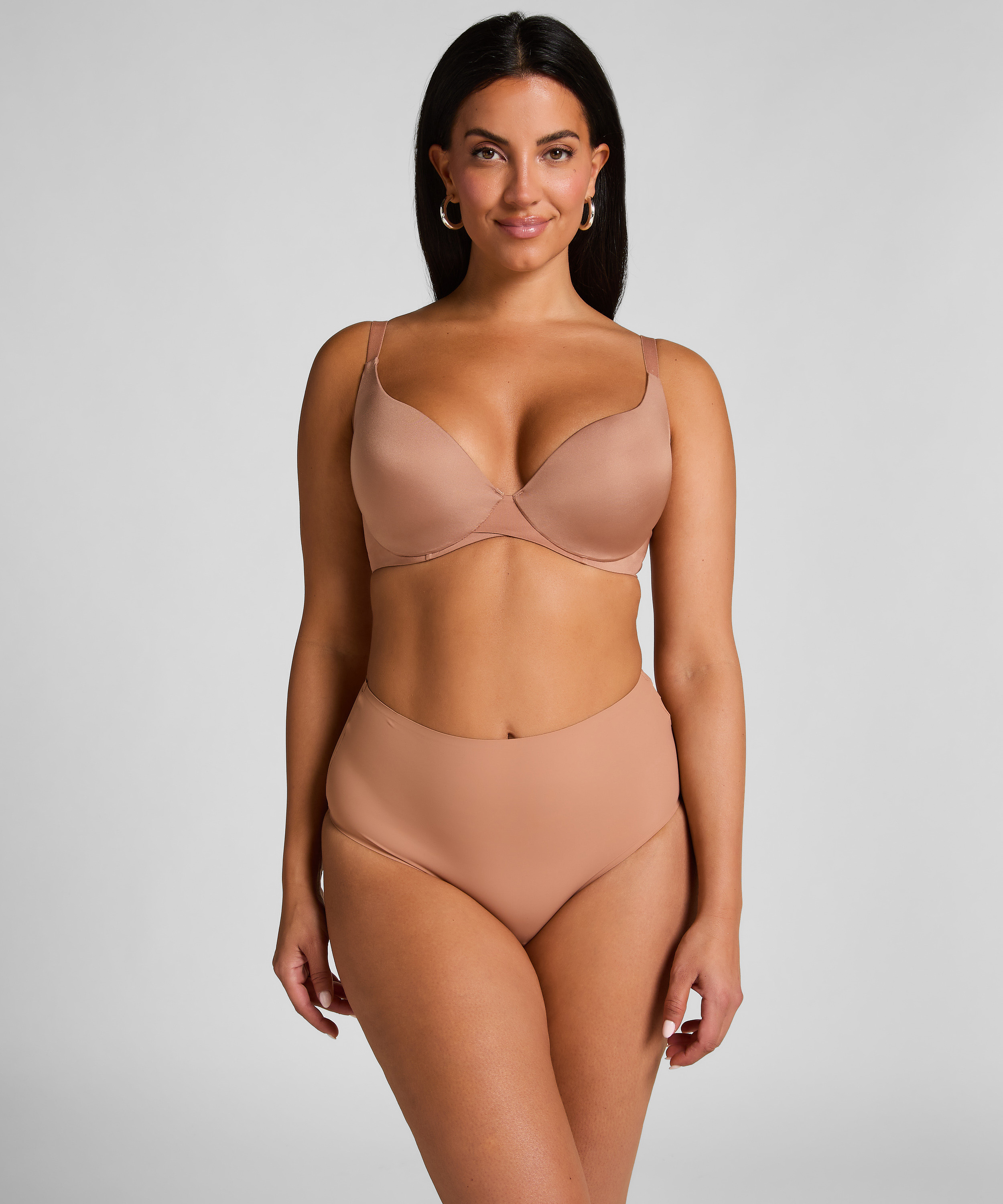 Smooth Padded Underwired Bra, Brown, main