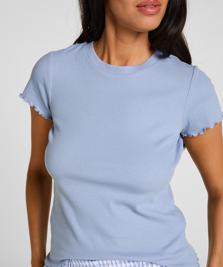 Short Sleeve Cotton Shirt, Blue