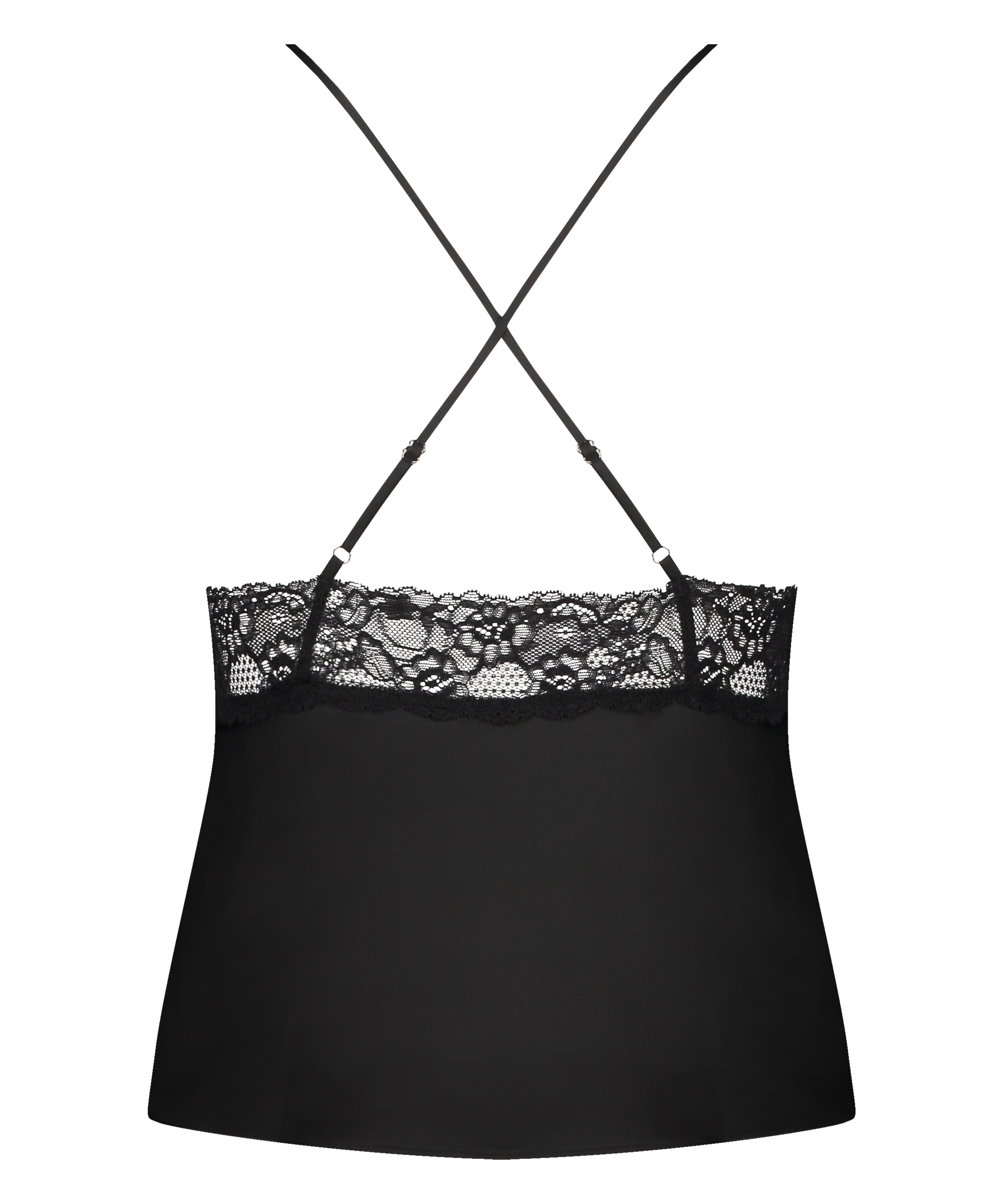 Satin Marcela Cami Top, Black, main