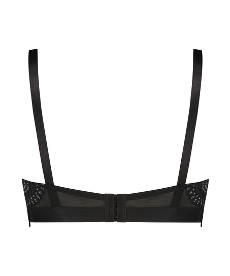 Donna Sparkle Padded Underwired Longline Bra, Black