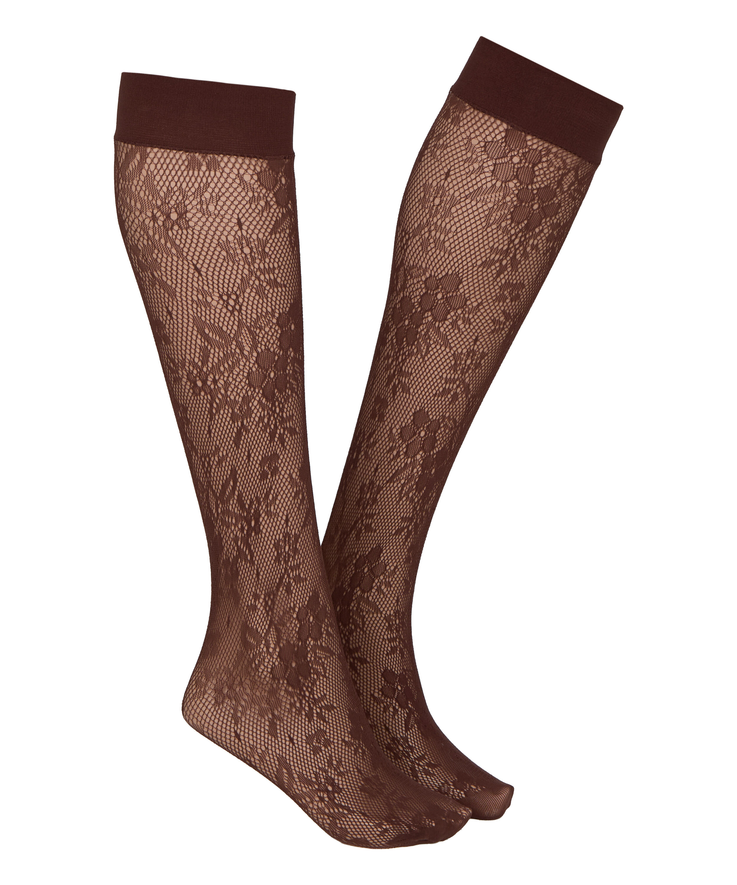 Sheer Socks Lace Fishnet, Brown