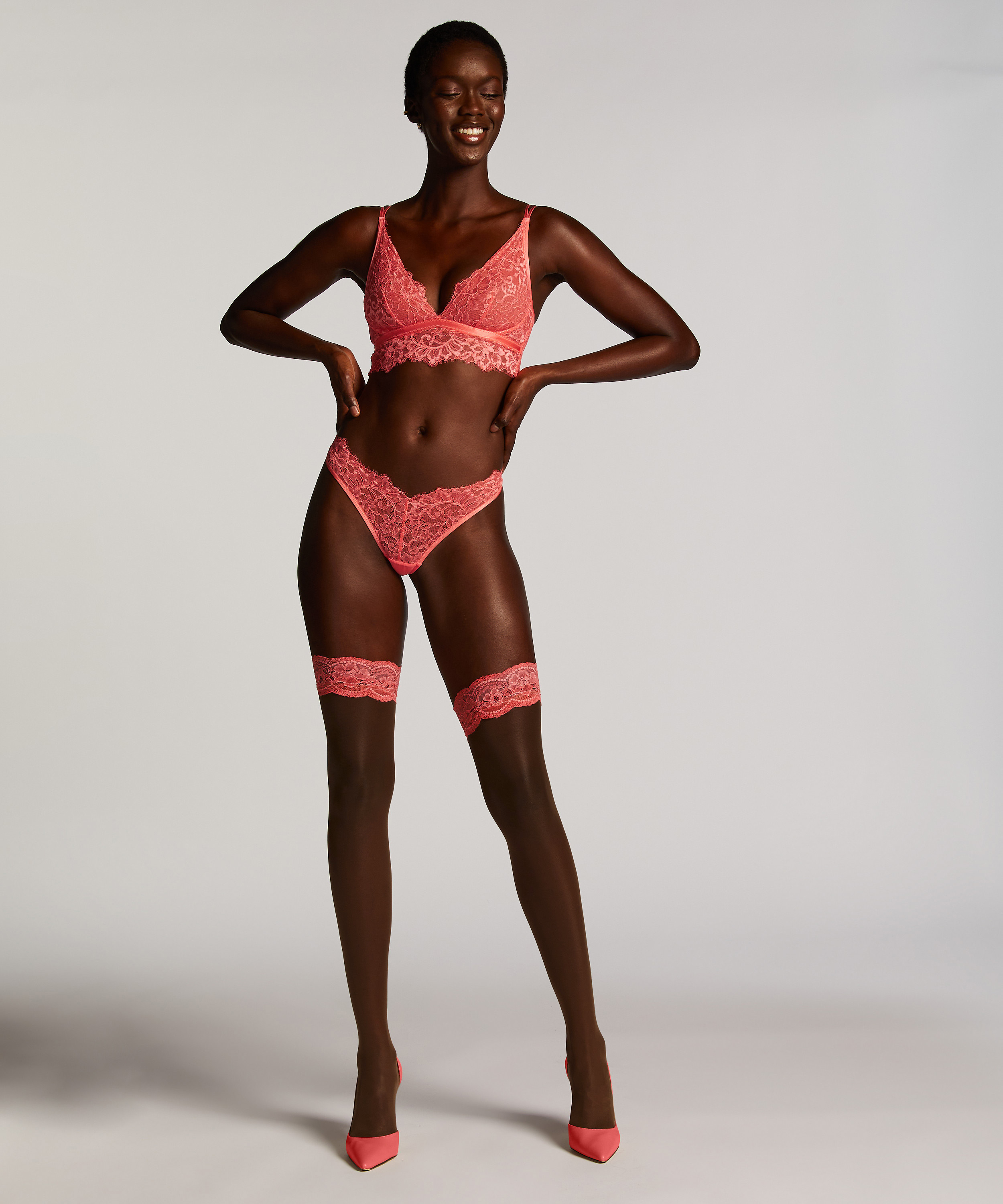 Stay Ups 15 Denier Lace, Pink, main