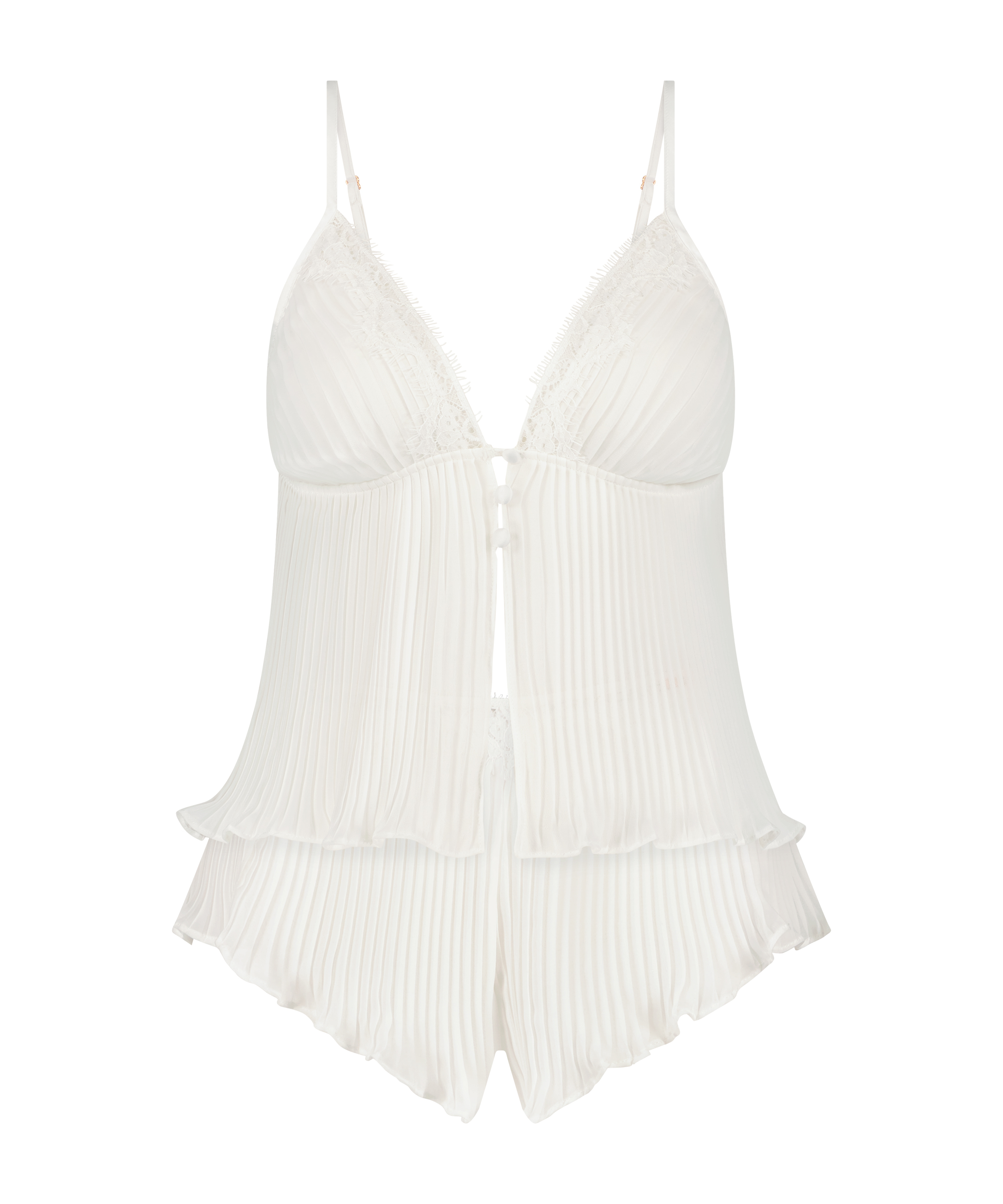 Chiffon Plisse Cami Set, White, main
